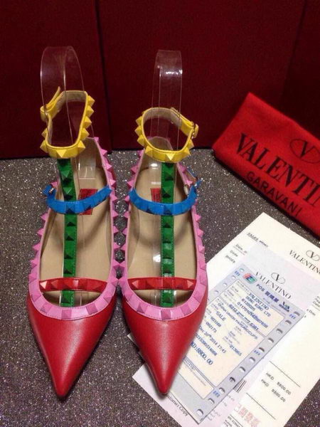 Valentino Multicolour Leather Flat VT365AML Red