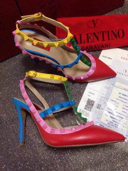 Valentino Multicolour Leather Flat VT366AML Red