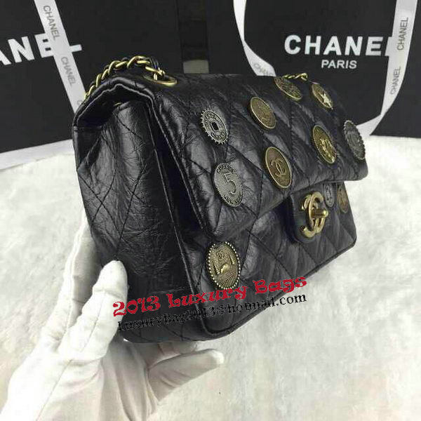 Chanel 2.55 Series Badge Bag Calfskin Leather A30350 Black