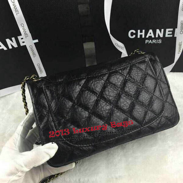 Chanel 2.55 Series Badge Bag Calfskin Leather A30350 Black