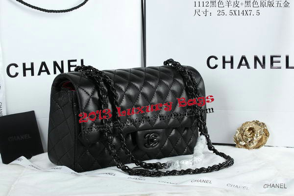 Chanel 2.55 Series Flap Bags Sheepskin Leather A1112 Black