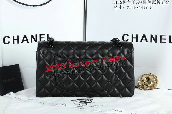 Chanel 2.55 Series Flap Bags Sheepskin Leather A1112 Black