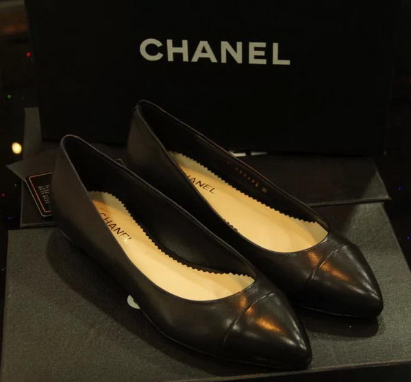 Chanel Sheepskin Leather Ballerina Flat CH1075 Black