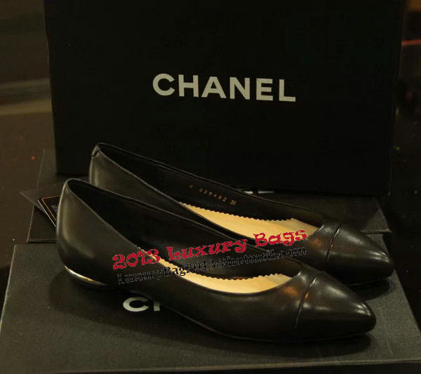 Chanel Sheepskin Leather Ballerina Flat CH1075 Black