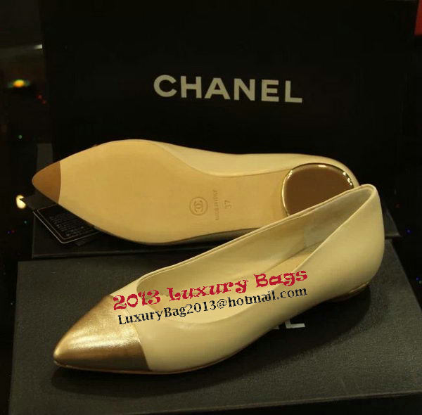 Chanel Sheepskin Leather Ballerina Flat CH1076 White