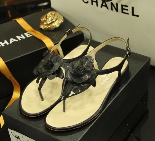 Chanel Sheepskin Leather Sandals CH1067 Black