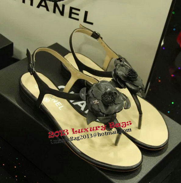 Chanel Sheepskin Leather Sandals CH1067 Black