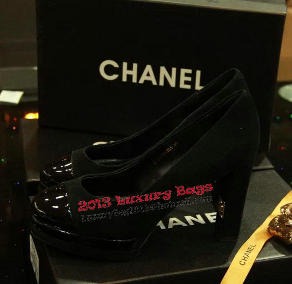 Chanel Suede Leather Pump CH1083 Black