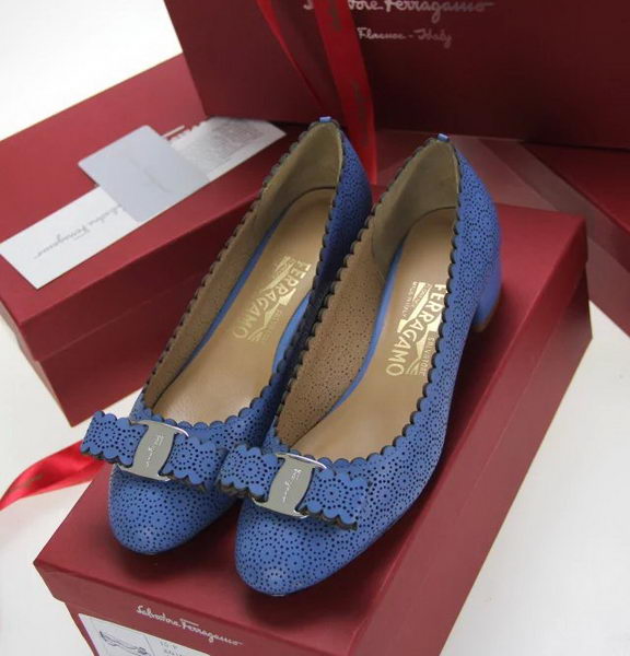 Ferragamo Cutout Leather Pump FL0491 Blue