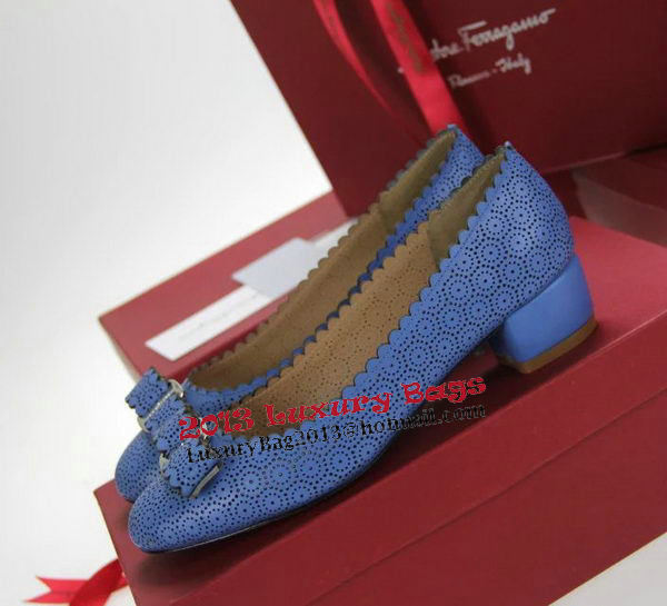 Ferragamo Cutout Leather Pump FL0491 Blue