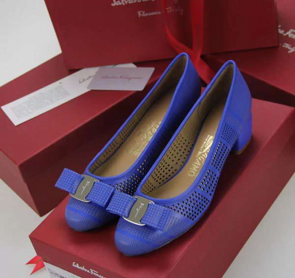 Ferragamo Cutout Leather Pump FL0498 Blue