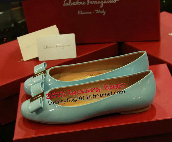 Ferragamo Patent Leather Ballerina FL0512 SkyBlue