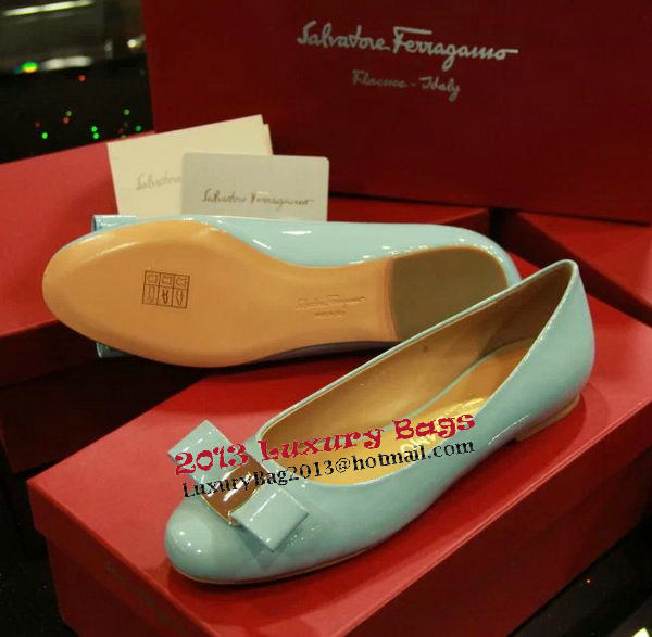 Ferragamo Patent Leather Ballerina FL0512 SkyBlue