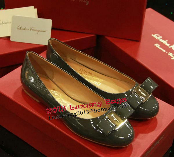 Ferragamo Patent Leather Ballerina FL0513 Dark Green