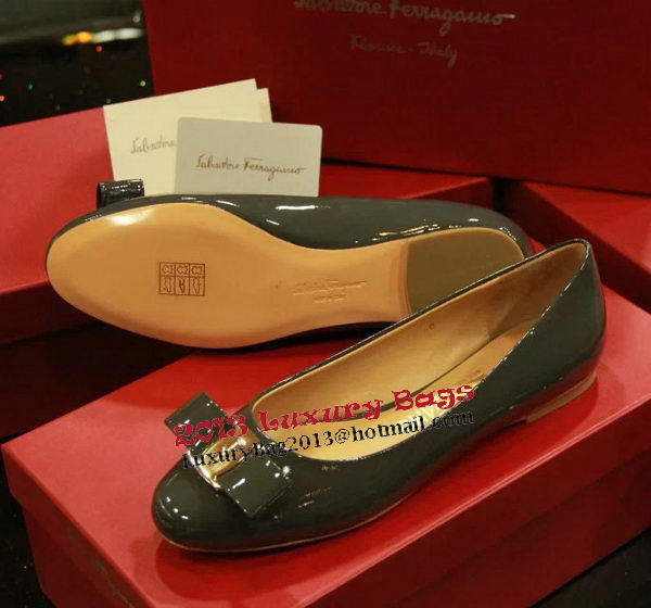 Ferragamo Patent Leather Ballerina FL0513 Dark Green