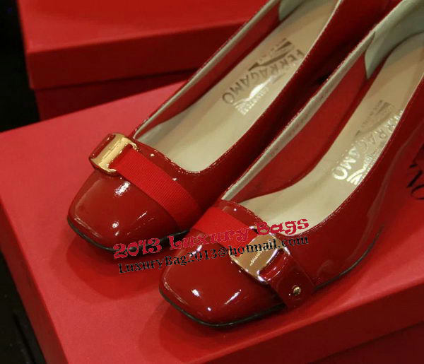 Ferragamo Patent Leather Pump FL0506 Red