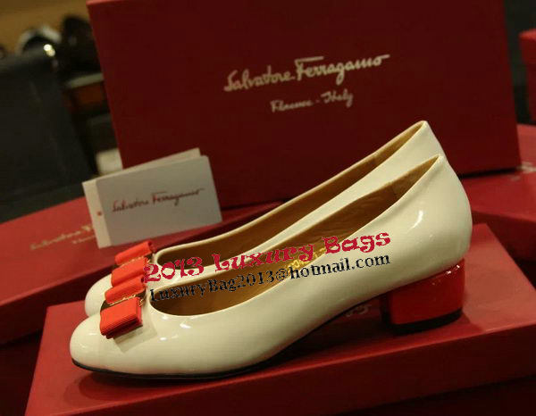 Ferragamo Patent Leather Pump FL0523 White