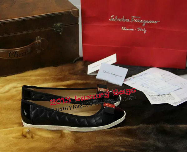 Ferragamo Sheepskin Leather Ballerina FL0536 Black