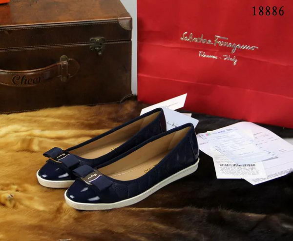 Ferragamo Sheepskin Leather Ballerina FL0536 Blue