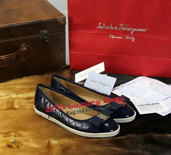 Ferragamo Sheepskin Leather Ballerina FL0536 Blue