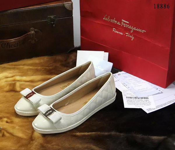 Ferragamo Sheepskin Leather Ballerina FL0536 OffWhite