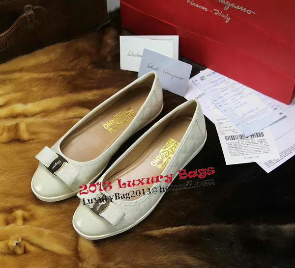 Ferragamo Sheepskin Leather Ballerina FL0536 OffWhite