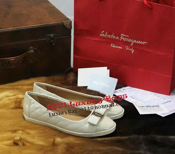 Ferragamo Sheepskin Leather Ballerina FL0536 OffWhite