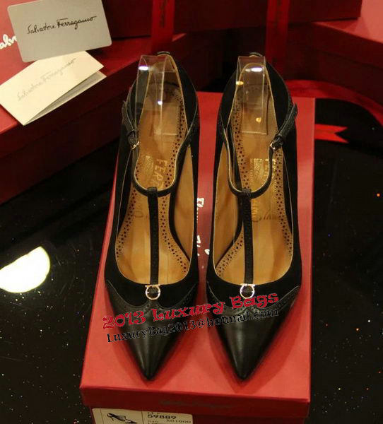 Ferragamo Suede Leather Pump FL0539 Black