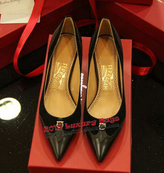 Ferragamo Suede Leather Pump FL0541 Black