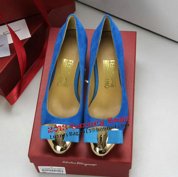 Ferragamo Suede Leather Pump FL0551 Blue