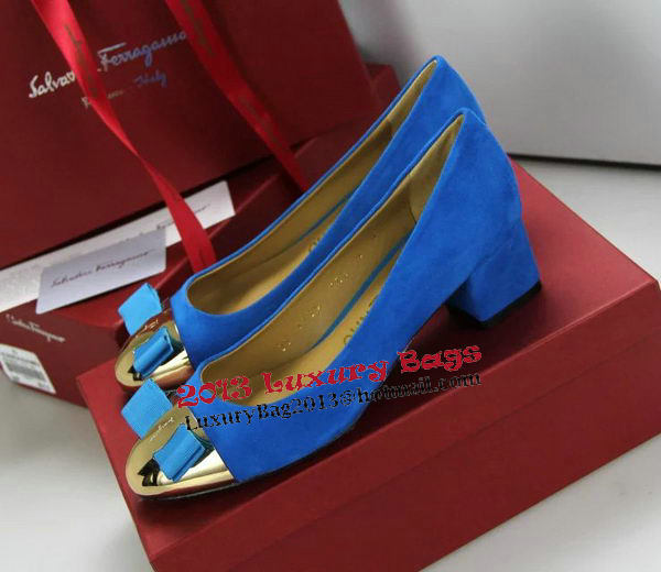 Ferragamo Suede Leather Pump FL0551 Blue