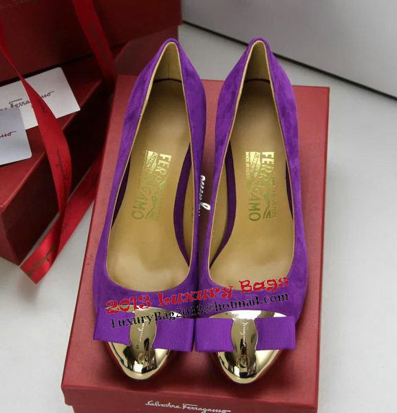 Ferragamo Suede Leather Pump FL0551 Purple