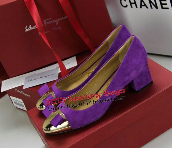 Ferragamo Suede Leather Pump FL0551 Purple