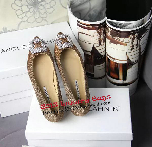 Manolo Blahnik Crystal Ballerina MB066CK Gold