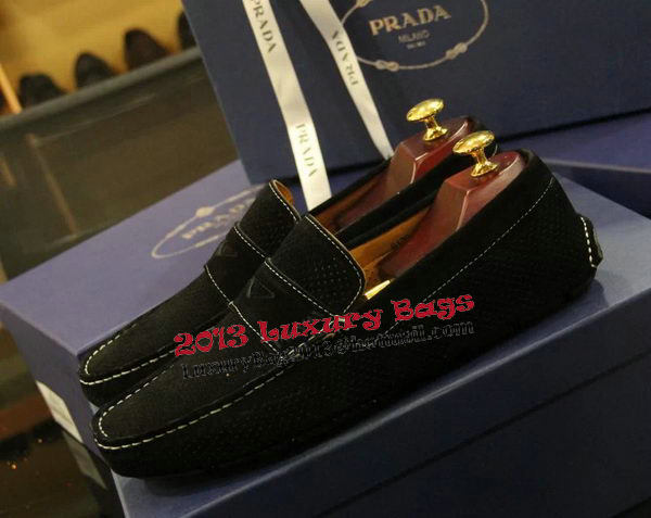 Prada Casual Shoes Suede Leather PD371CK Black