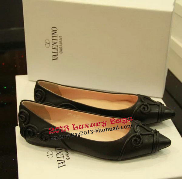 Valentino Point-Toe Ballerina Sheepskin VT404CK Black