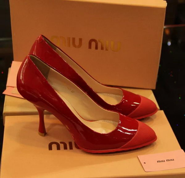 miu miu Patent Leather Point-Toe Pumps MM319CK Red