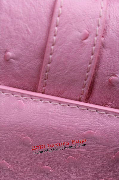 Hermes Ostrich Leather Flap Shoulder Bag H8075 Pink