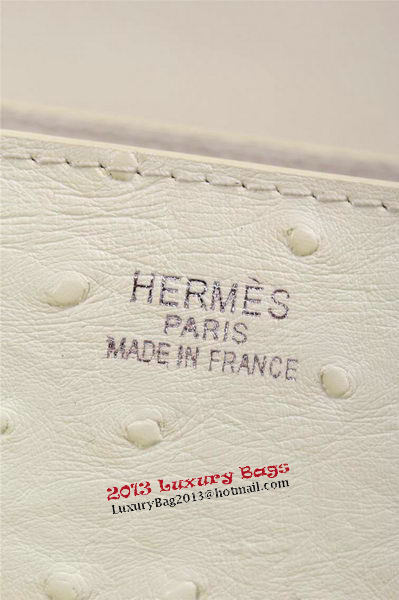 Hermes Ostrich Leather Flap Shoulder Bag H8075 White