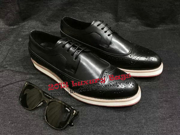 Prada Men Casual Shoes Calfskin Leather PD377 Black