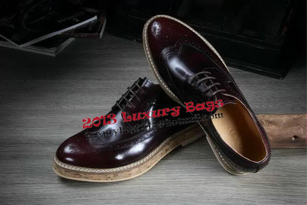 Prada Men Casual Shoes Calfskin Leather PD379 Burgundy