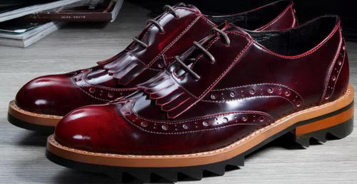 Prada Men Casual Shoes Calfskin Leather PD382 Burgundy