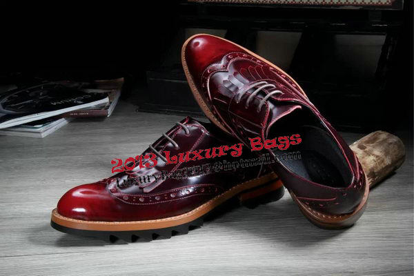 Prada Men Casual Shoes Calfskin Leather PD382 Burgundy