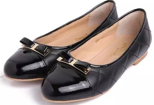 Ferragamo Ballerina Sheepskin Leather FL0571 Black