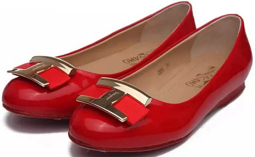 Ferragamo Ballerina Sheepskin Leather FL0575 Red