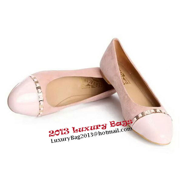 Ferragamo Ballerina Suede Leather FL0559 Pink