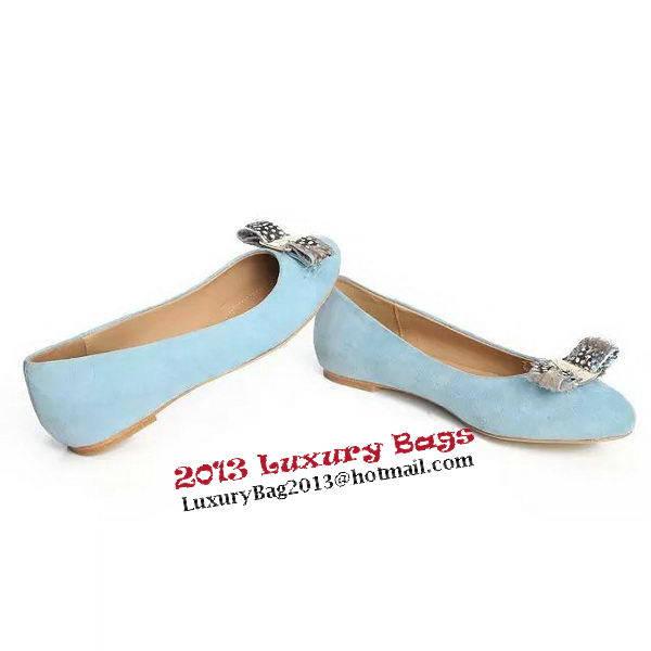 Ferragamo Ballerina Suede Leather FL0563 Light Blue