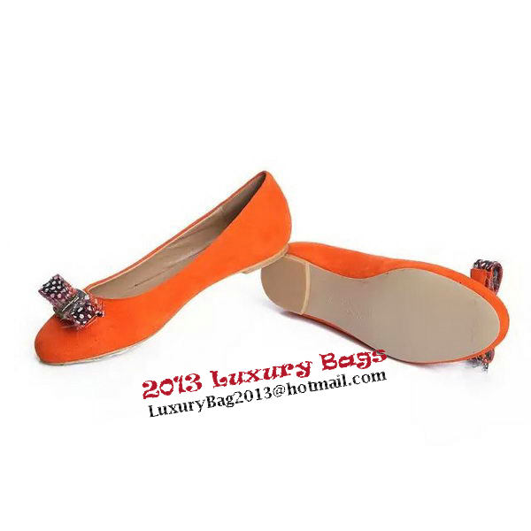 Ferragamo Ballerina Suede Leather FL0563 Orange