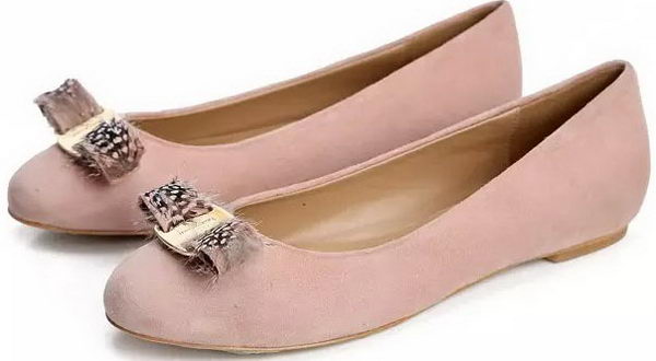 Ferragamo Ballerina Suede Leather FL0563 Pink