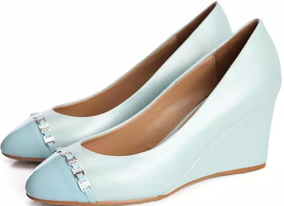 Ferragamo Wedges Calfskin Leather FL567 Light Green